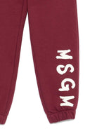 Pantaloni sportivi per bambino MSGM Kids bordeaux con polsini elasticizzati - Rubino Kids