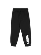 Pantaloni sportivi per bambino MSGM Kids nero con stampa logo sulla gamba - Rubino Kids