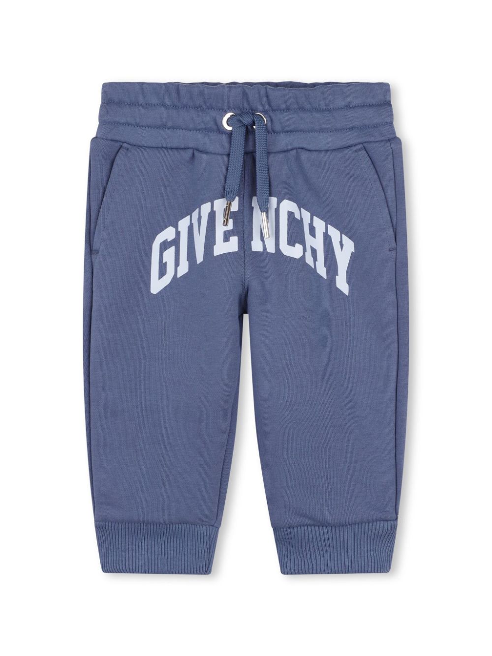 Pantaloni sportivi per neonati Givenchy Kids blu con coulisse e stampa ad arco bianco - Rubino Kids