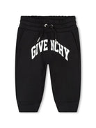 Pantaloni sportivi per neonati Givenchy Kids nero con coulisse e stampa ad arco bianco - Rubino Kids