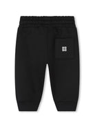 Pantaloni sportivi per neonati Givenchy Kids nero con coulisse e stampa ad arco bianco - Rubino Kids