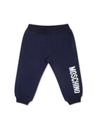 Pantaloni sportivi per neonati Moschino Kids blu con logo sulla gamba - Rubino Kids