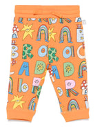 Pantaloni sportivi per neonati Stella McCartney Kids arancione con stampa illustrazione - Rubino Kids