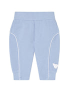 Pantaloni sportivi per neonato Emporio Armani Kids azzurro con logo aquila sul davanti - Rubino Kids