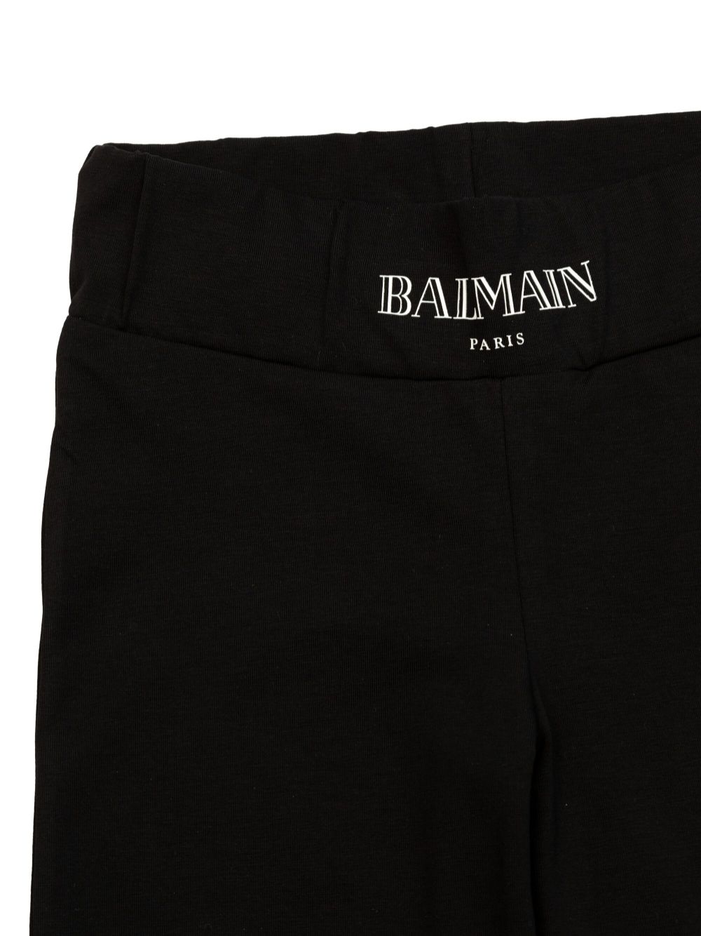 Pantaloni sportivi svasati per bambina Balmain Kids nero con design svasato - Rubino Kids