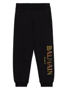 Pantaloni sportvi per bambino Balmain Kids nero con ricamo con due tasche a filetto laterali - Rubino Kids