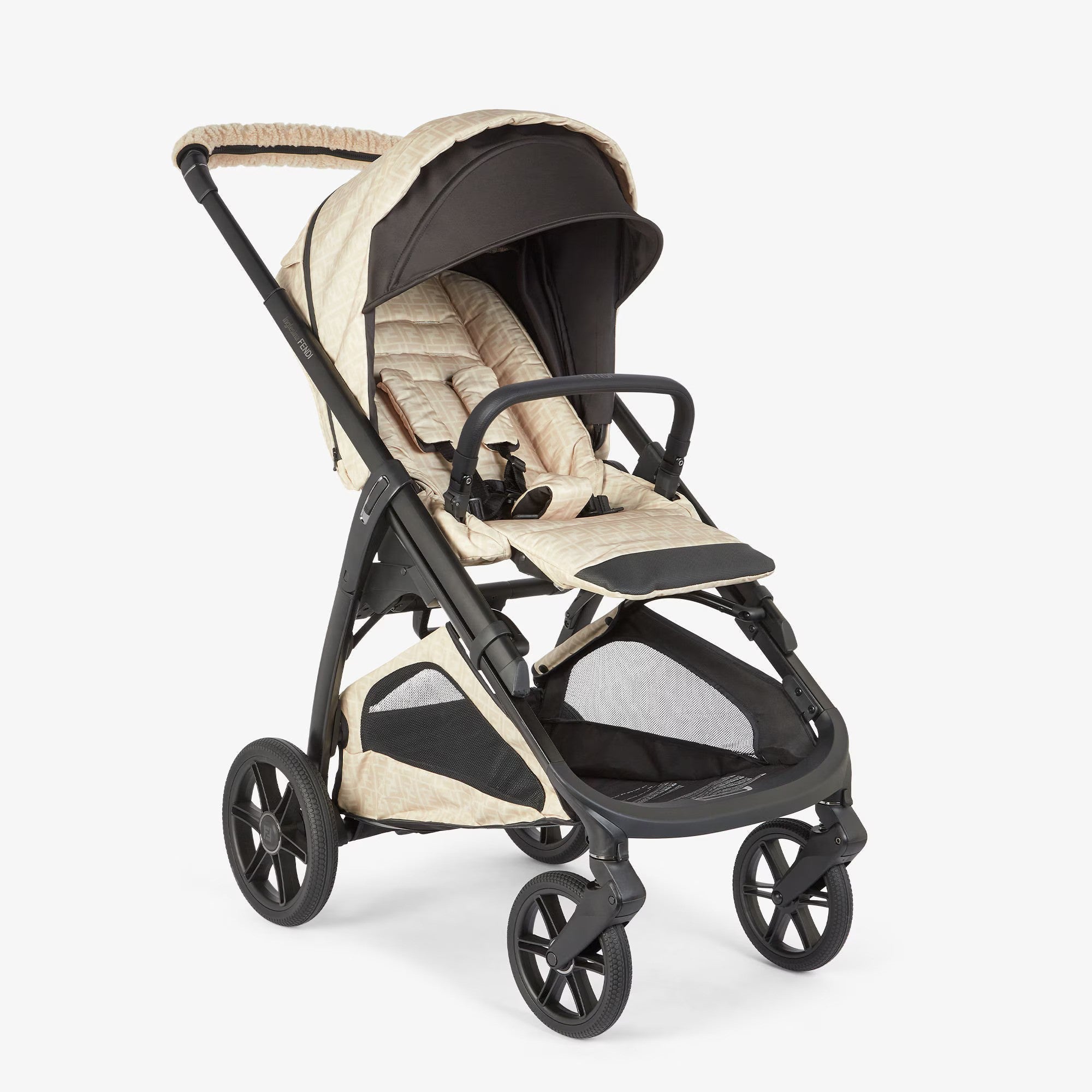 Passeggino per bambini Fendi Kids beige con stampa monogramma FF - Rubino Kids