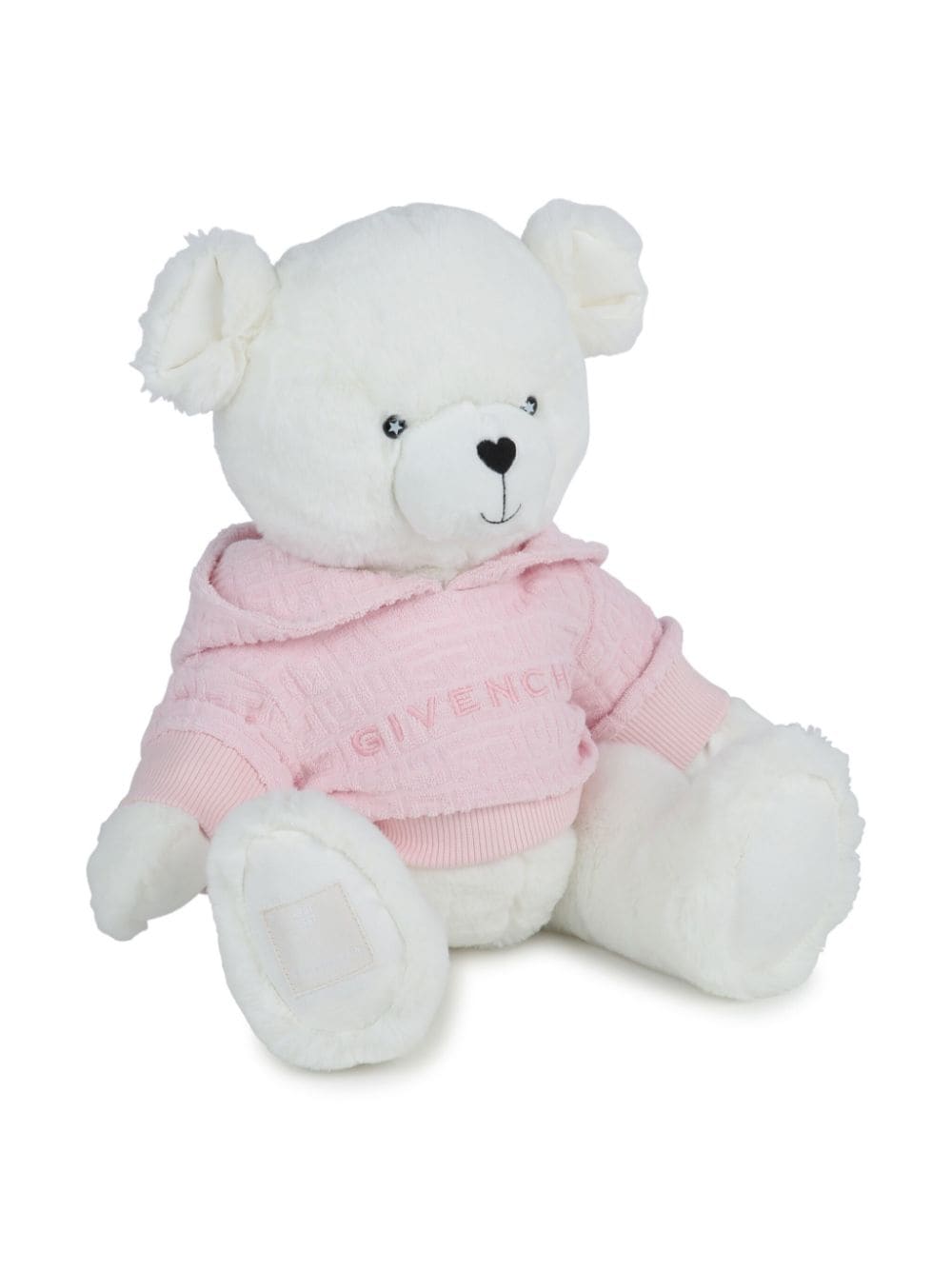 Peluche per neonata Givenchy Kids bianco con felpa rosa con logo e cappuccio - Rubino Kids