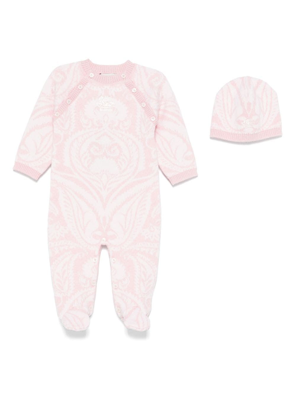 Pigiama con intarsio paisley per neonata ETRO KIDS rosa con abbottonatura sulla spalla - Rubino Kids