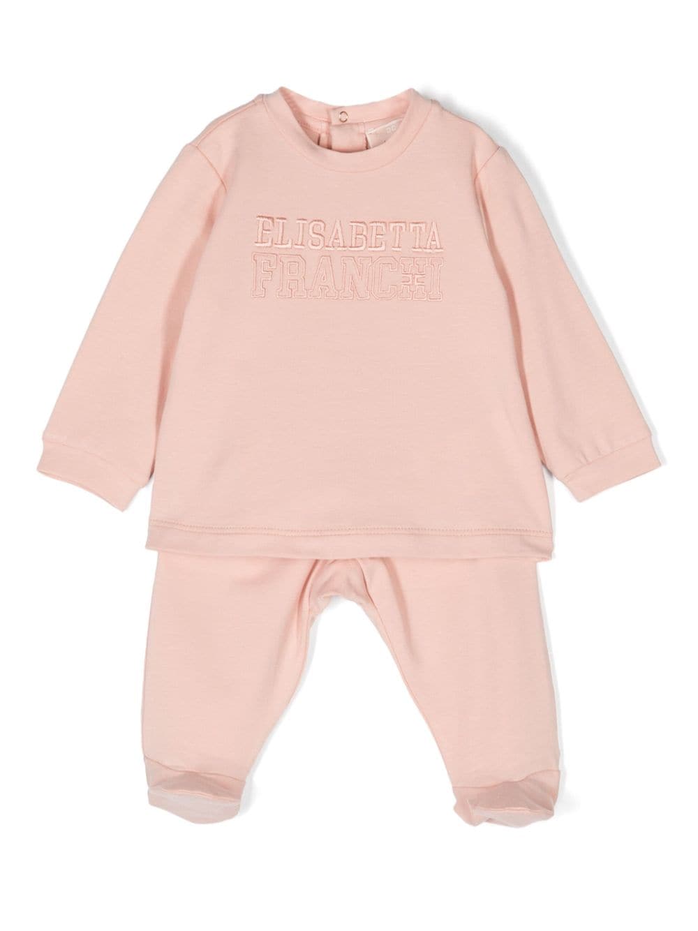 Pigiama con ricamo per neonata Elisabetta Franchi La Mia Bambina rosa con girocollo - Rubino Kids