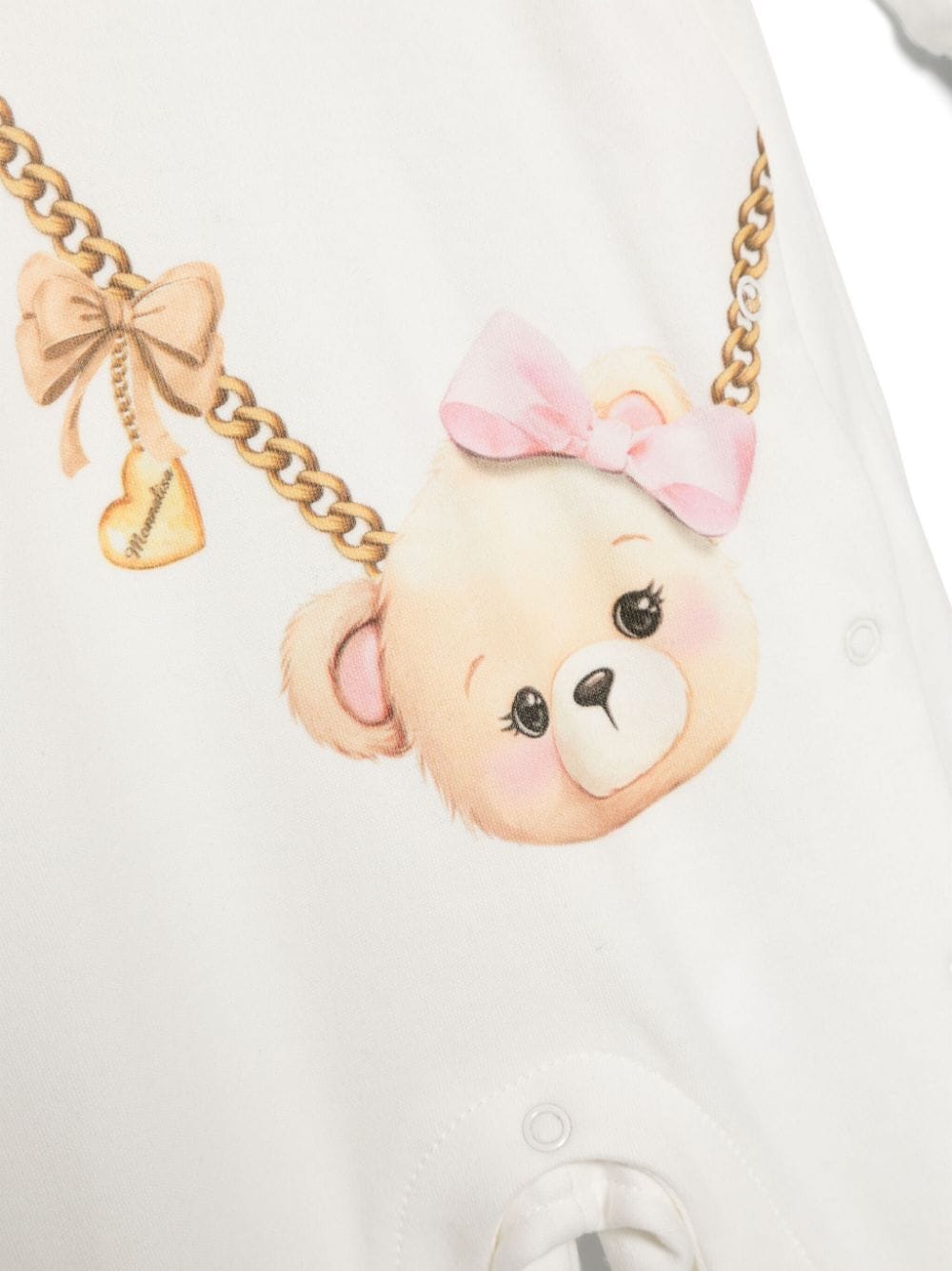 Pigiama con stampa Teddy Bear per neonata Monnalisa bianco con colletto rotondo - Rubino Kids