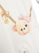 Pigiama con stampa Teddy Bear per neonata Monnalisa bianco con colletto rotondo - Rubino Kids