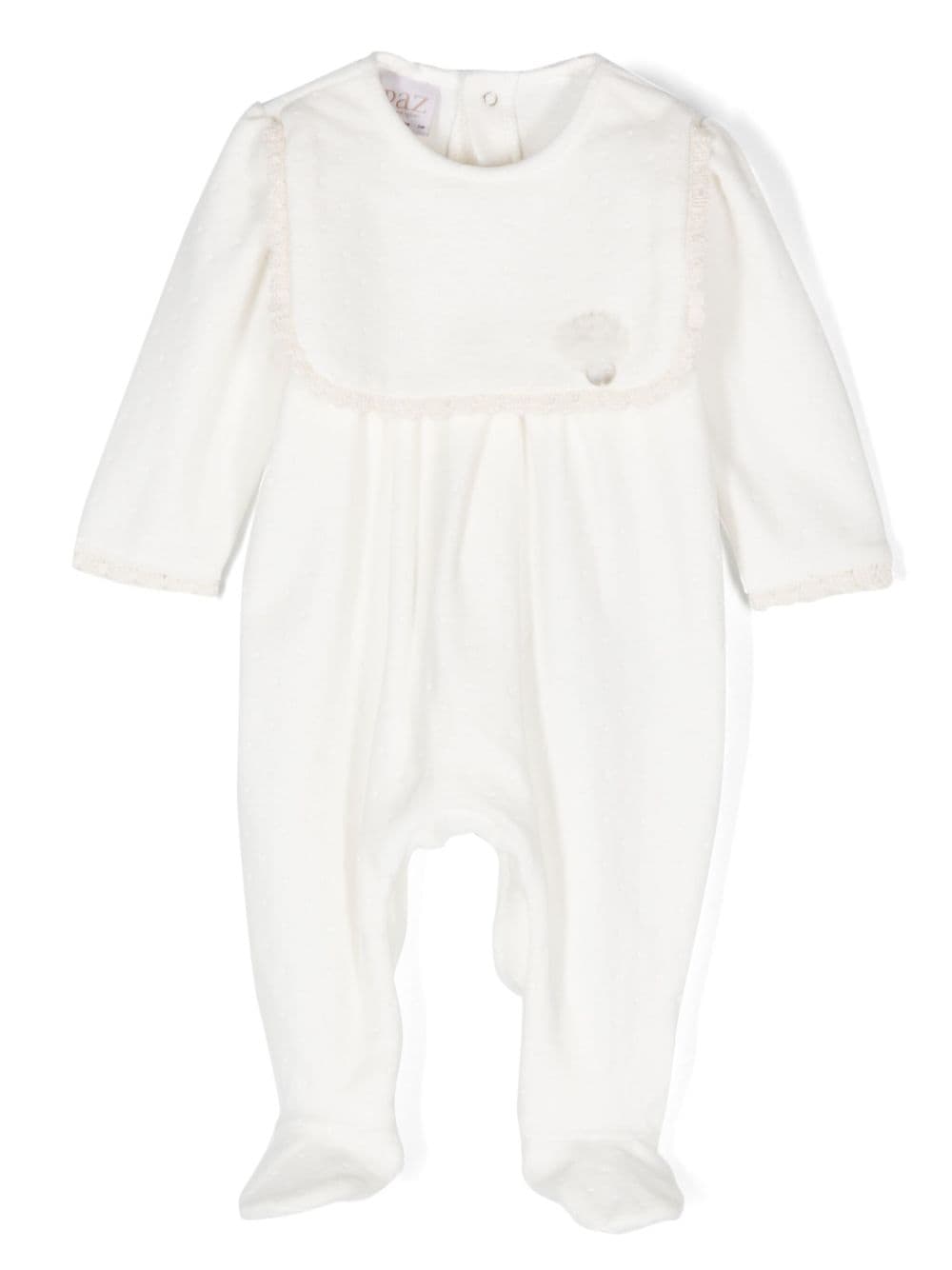 Pigiama con targhetta logo per neonata Paz Rodriguez bianco con fantasia jacquard - Rubino Kids