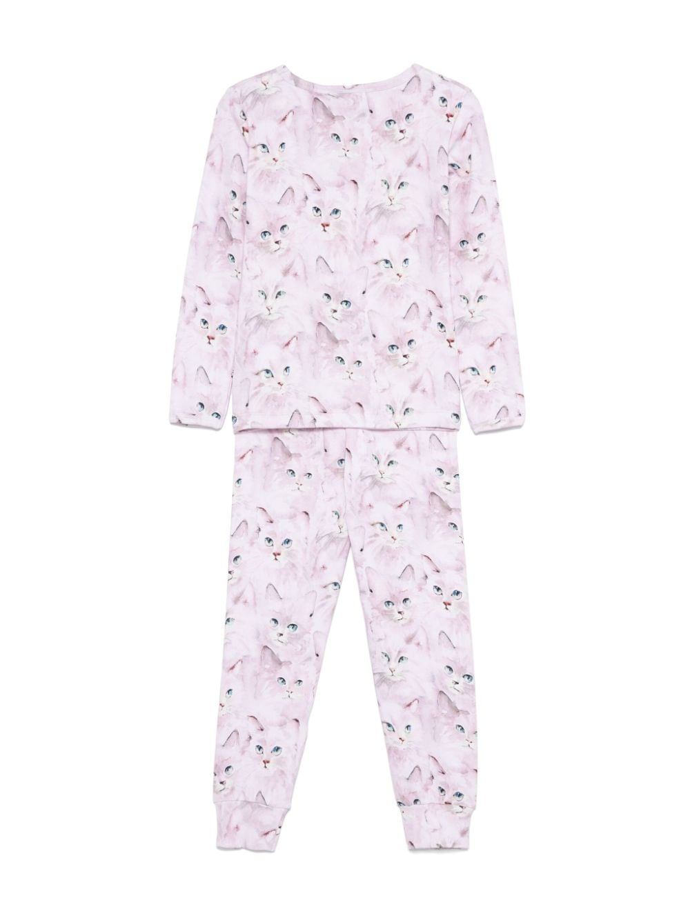 Pigiama per bambina Molo Lue rosa con stampa gatti all - over - Rubino Kids