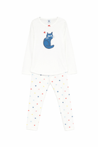Pigiama per bambina Petit Bateau bianco con stampa gatto - Rubino Kids