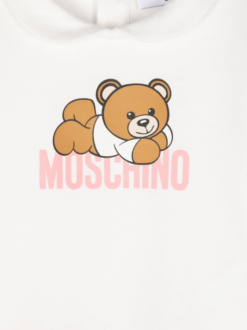 Pigiama per neonata Moschino Kids bianco e rosa con stampa Teddy Bear - Rubino Kids