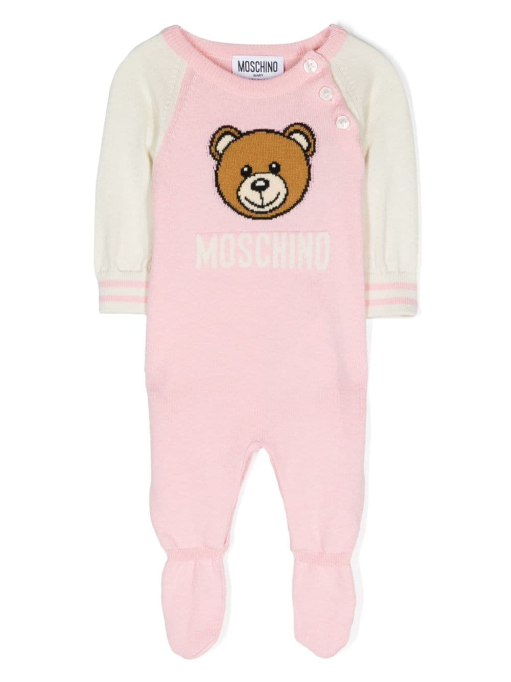 Pigiama per neonata Moschino Kids rosa con motivo Teddy Bear - Rubino Kids