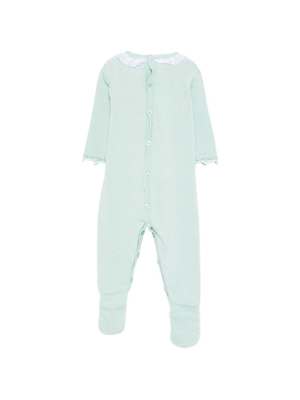 Pigiama per neonata Paz Rodriguez verde acqua con fiocco in pizzo Cauce - Rubino Kids