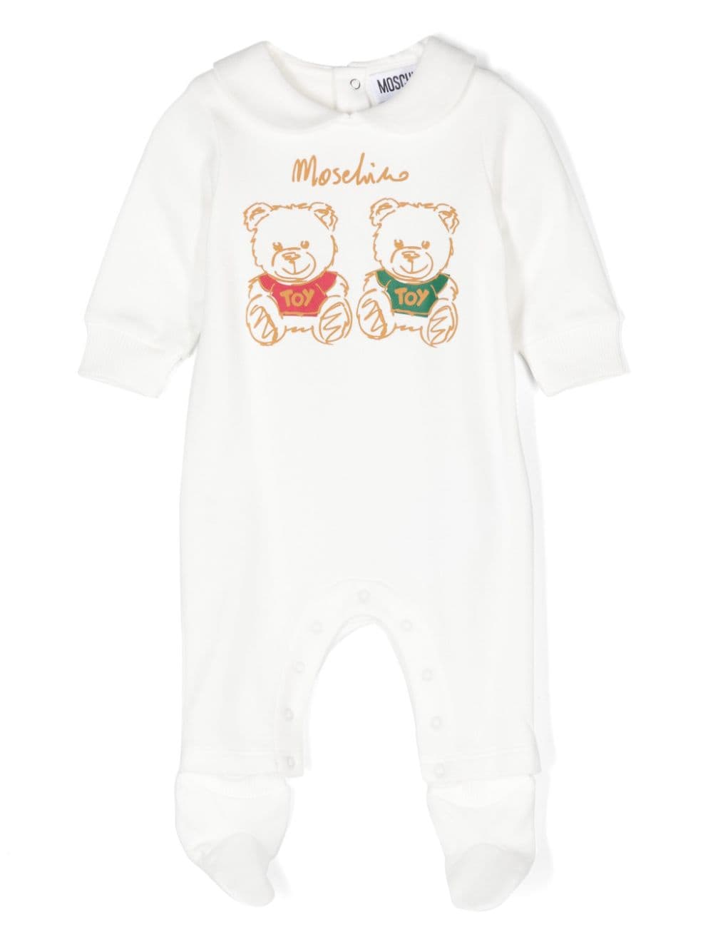 Pigiama per neonati Moschino Kids bianco con stampa Teddy Bear - Rubino Kids