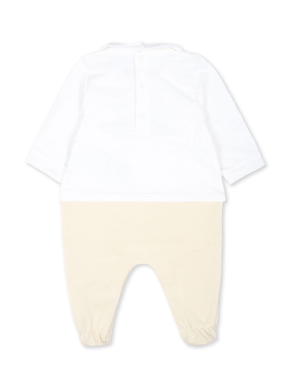 Pigiama per neonati Moschino Kids bianco e beige con stampa Teddy Bear - Rubino Kids