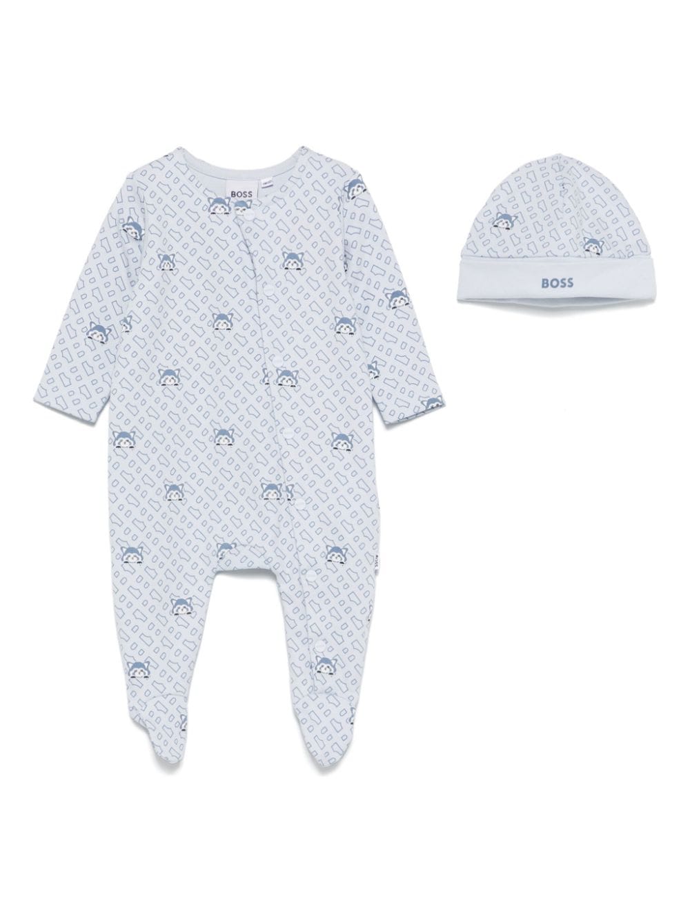 Pigiama per neonato BOSS Kidswear azzurro con stampa animalier all - over - Rubino Kids