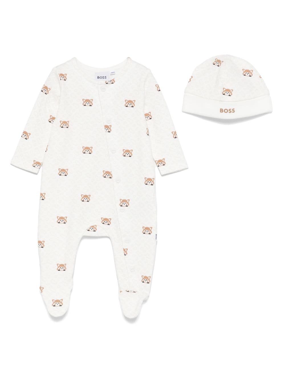 Pigiama per neonato BOSS Kidswear bianco con stampa animalier all - over - Rubino Kids