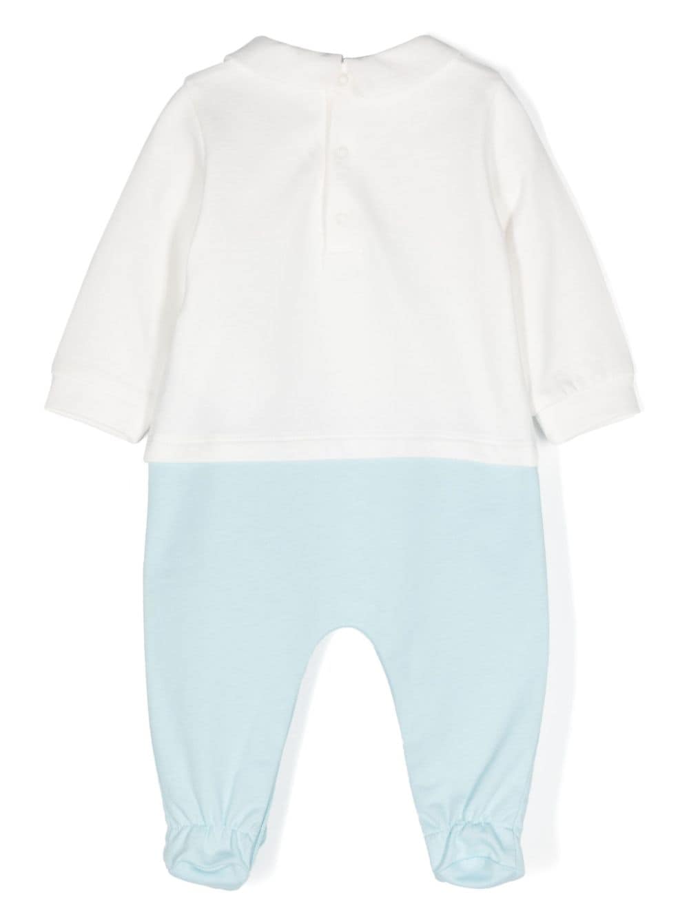 Pigiama per neonato Moschino Kids bianco e azzurro con stampa Teddy Bear - Rubino Kids