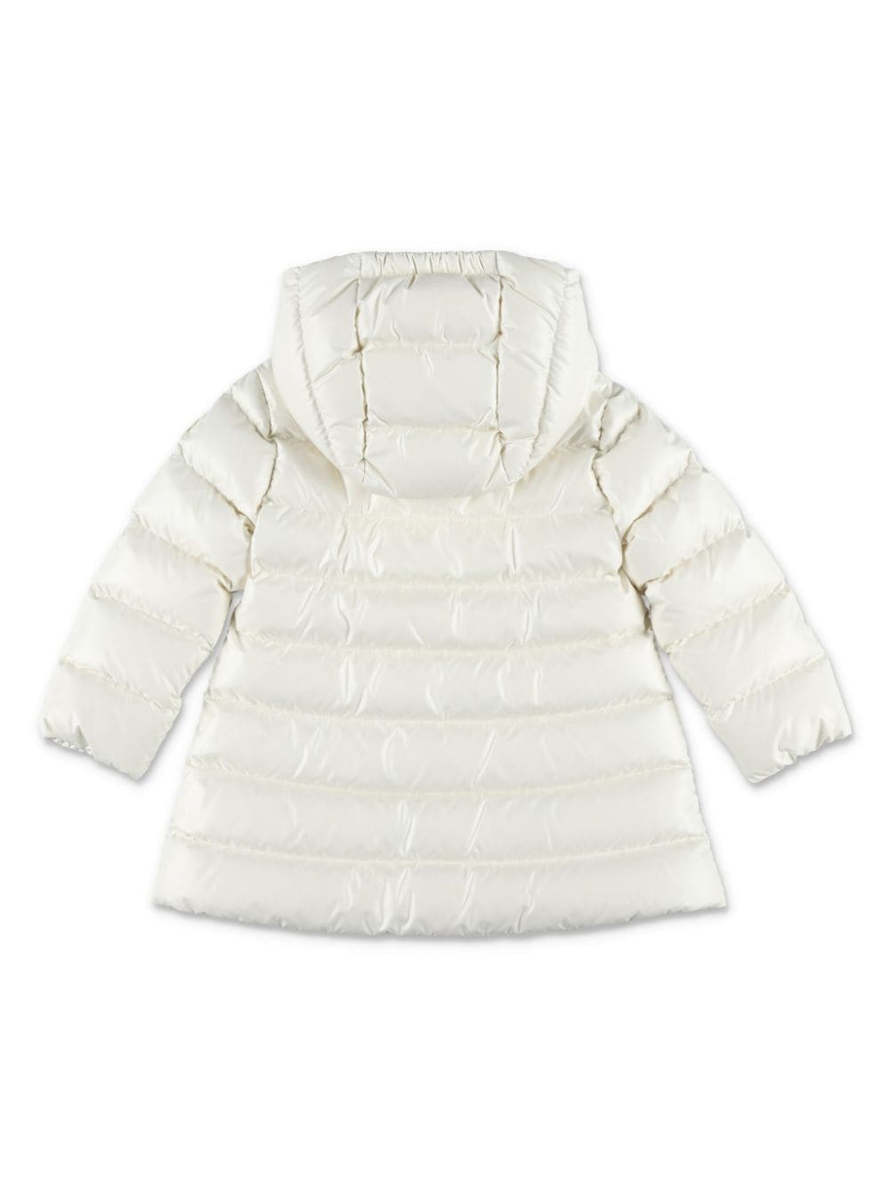 Piumino con cappuccio Ibida per neonato Moncler Enfant bianco con toppa con logo - Rubino Kids