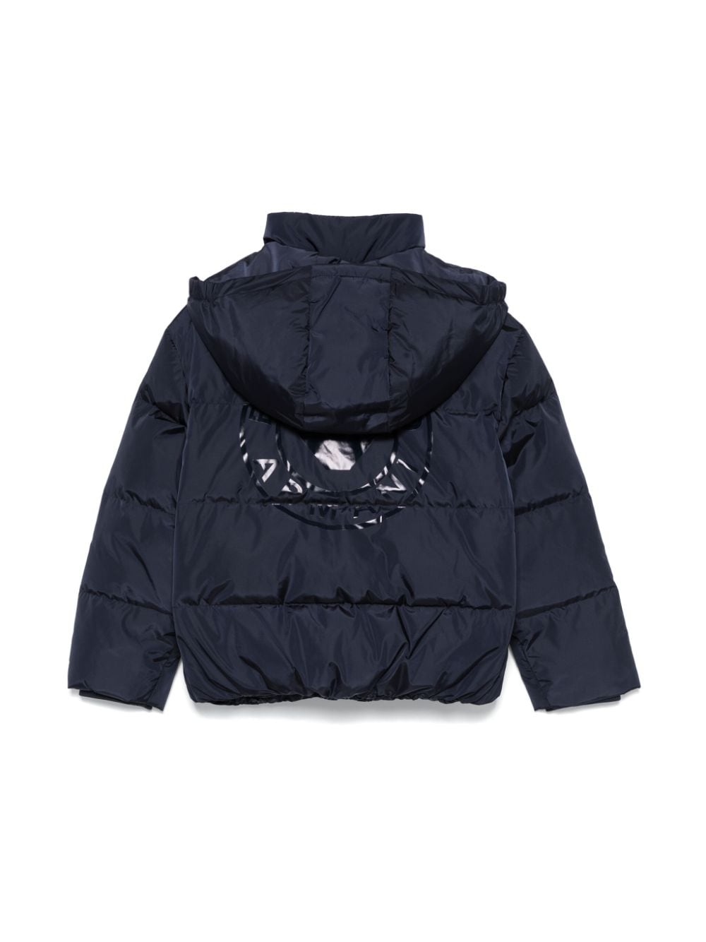 Piumino con cappuccio per bambino Emporio Armani Kids blu con collo a imbuto - Rubino Kids