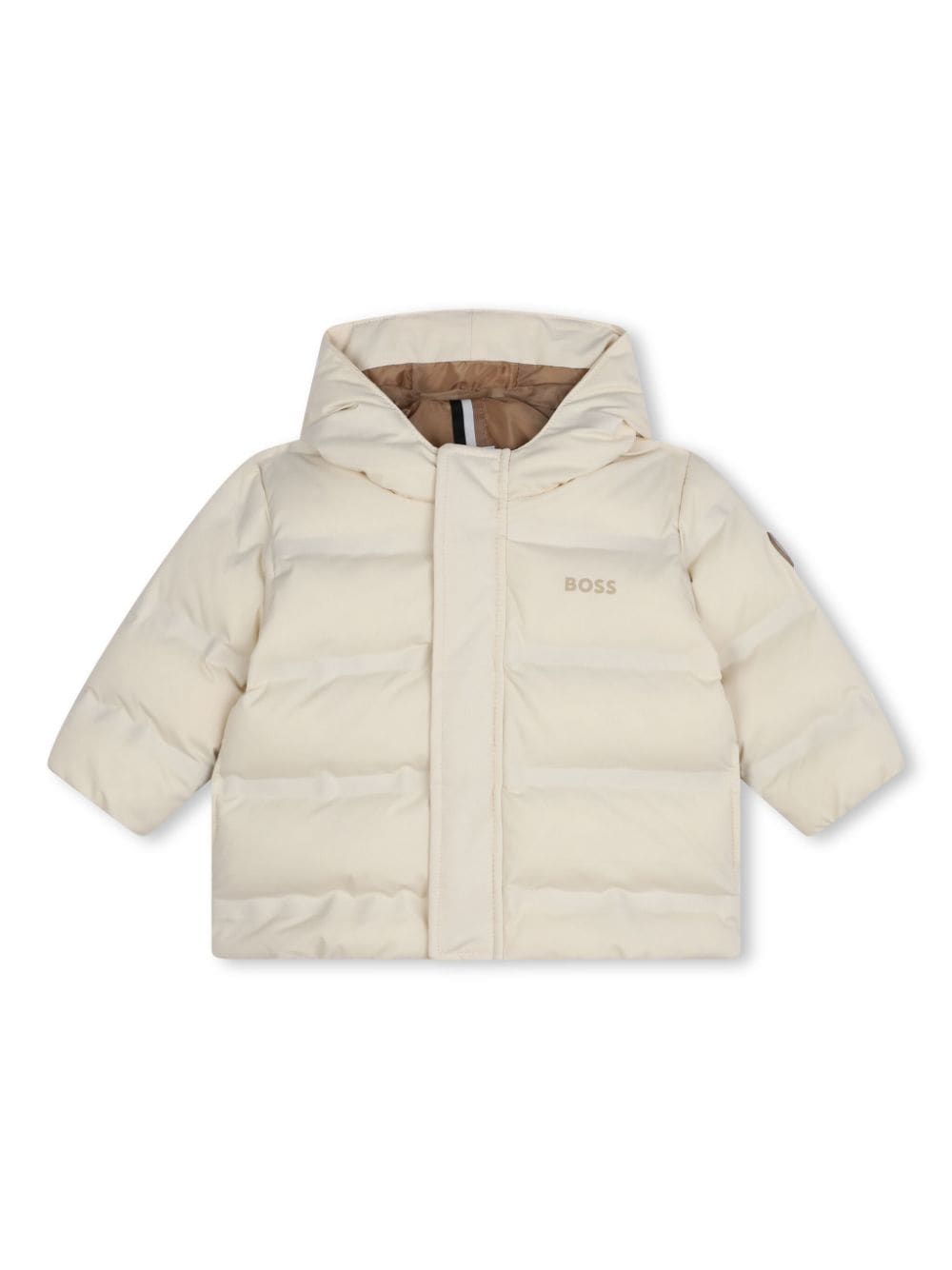 Piumino con cappuccio per neonato BOSS Kidswear bianco con maniche lunghe - Rubino Kids