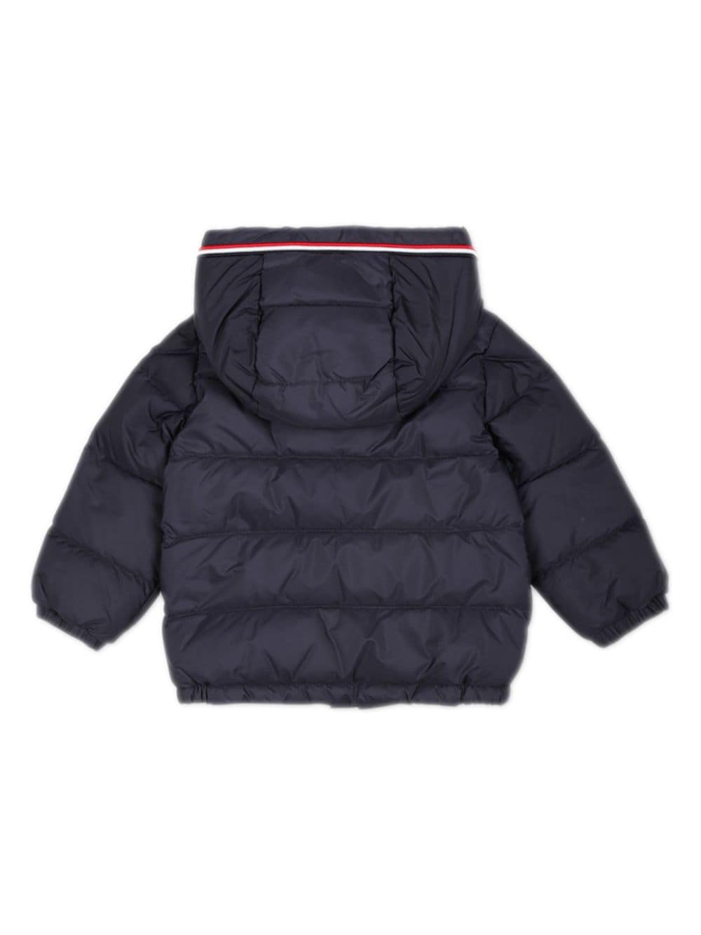 Piumino con cappuccio per neonato Moncler Enfant blu con design imbottito - Rubino Kids