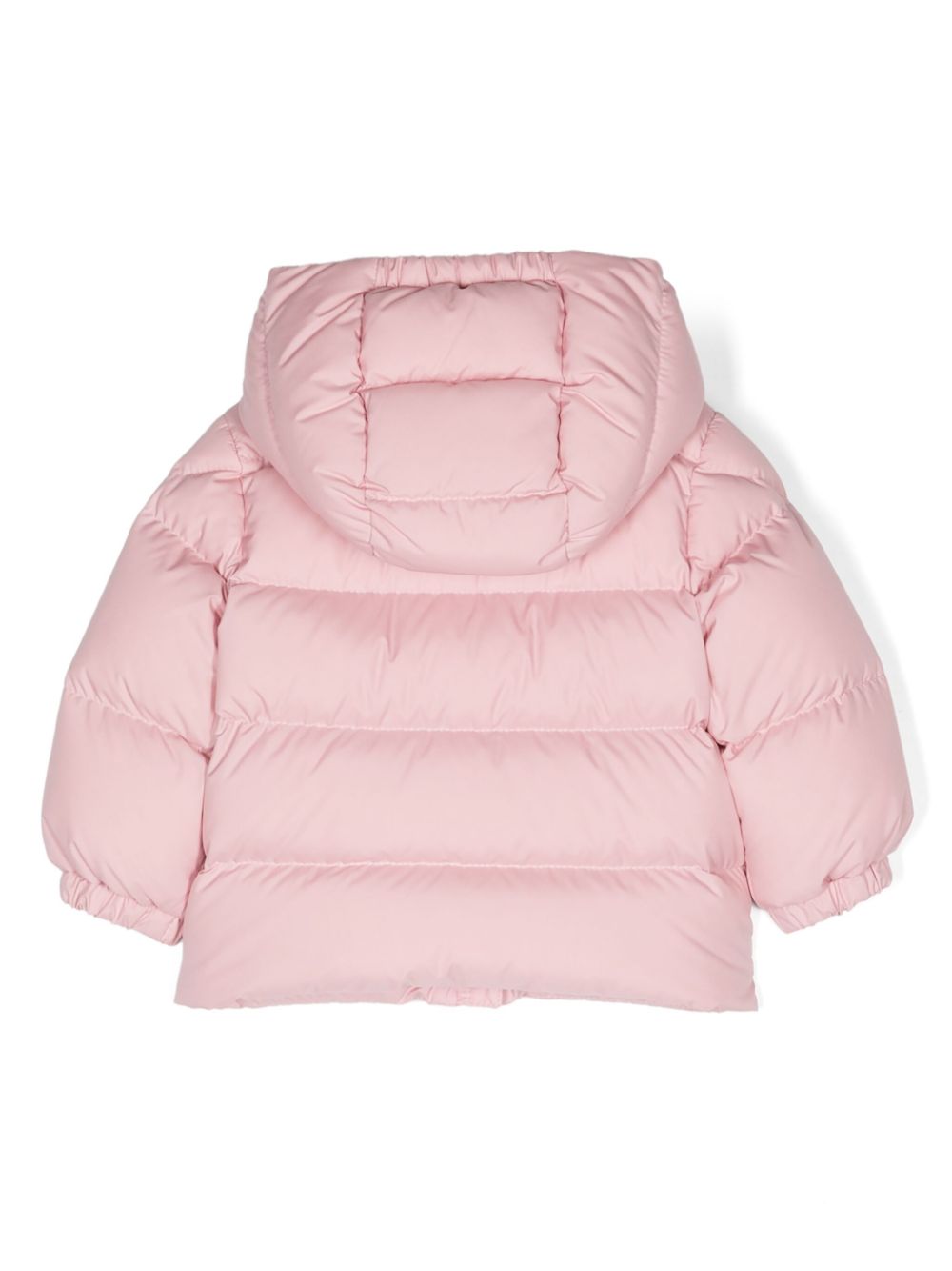 Piumino con cappuccio per neonato Moncler Enfant rosa con design imbottito - Rubino Kids