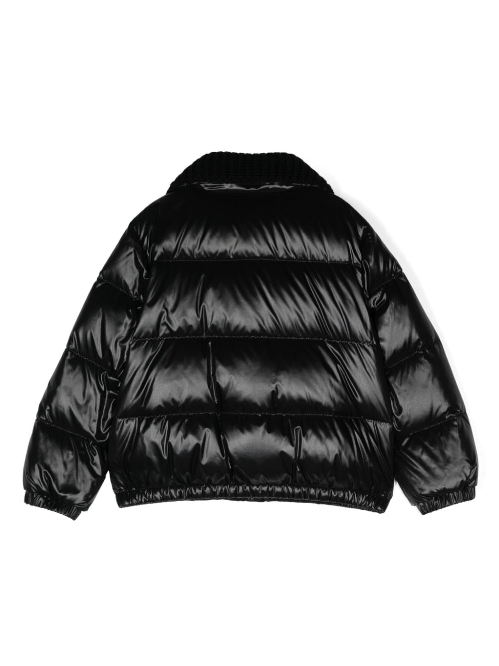 Piumino con inserti in maglia per bambina Moncler Enfant nero con inserti in maglia - Rubino Kids