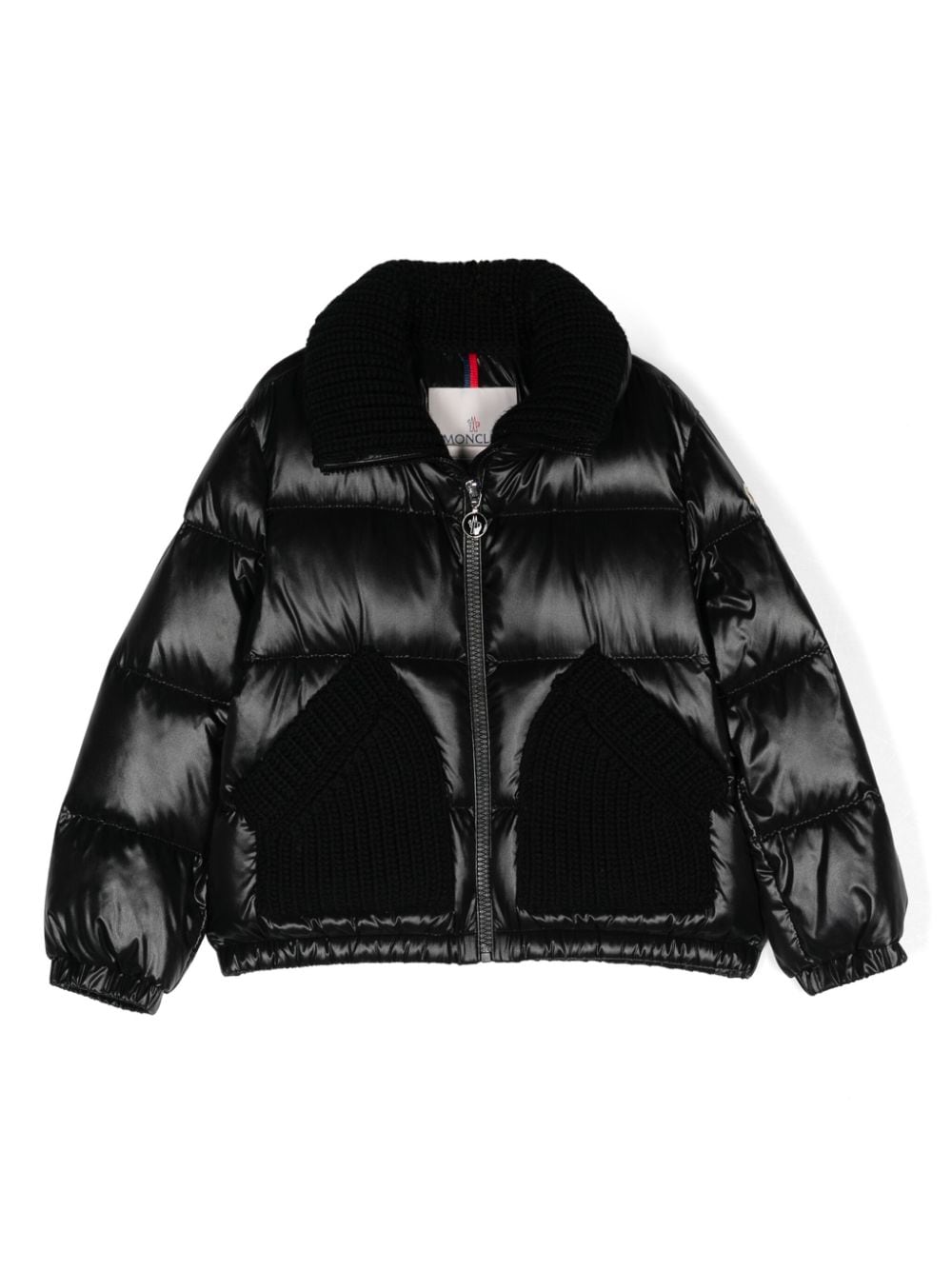 Piumino con inserti in maglia per bambina Moncler Enfant nero con inserti in maglia - Rubino Kids