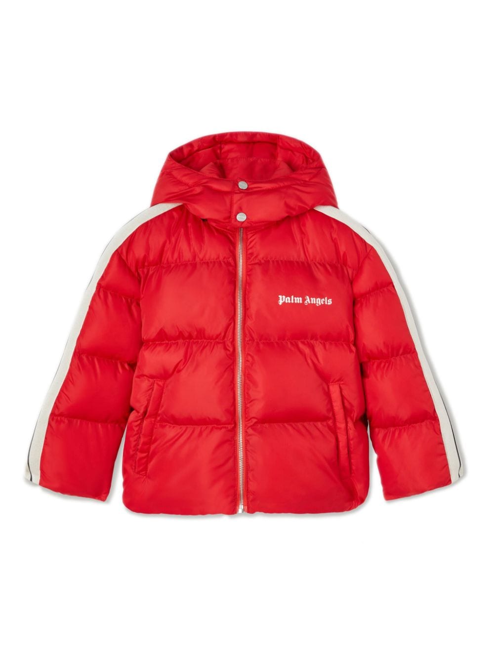 Piumino con stampa per bambino Palm Angels Kids rosso con cappuccio - Rubino Kids