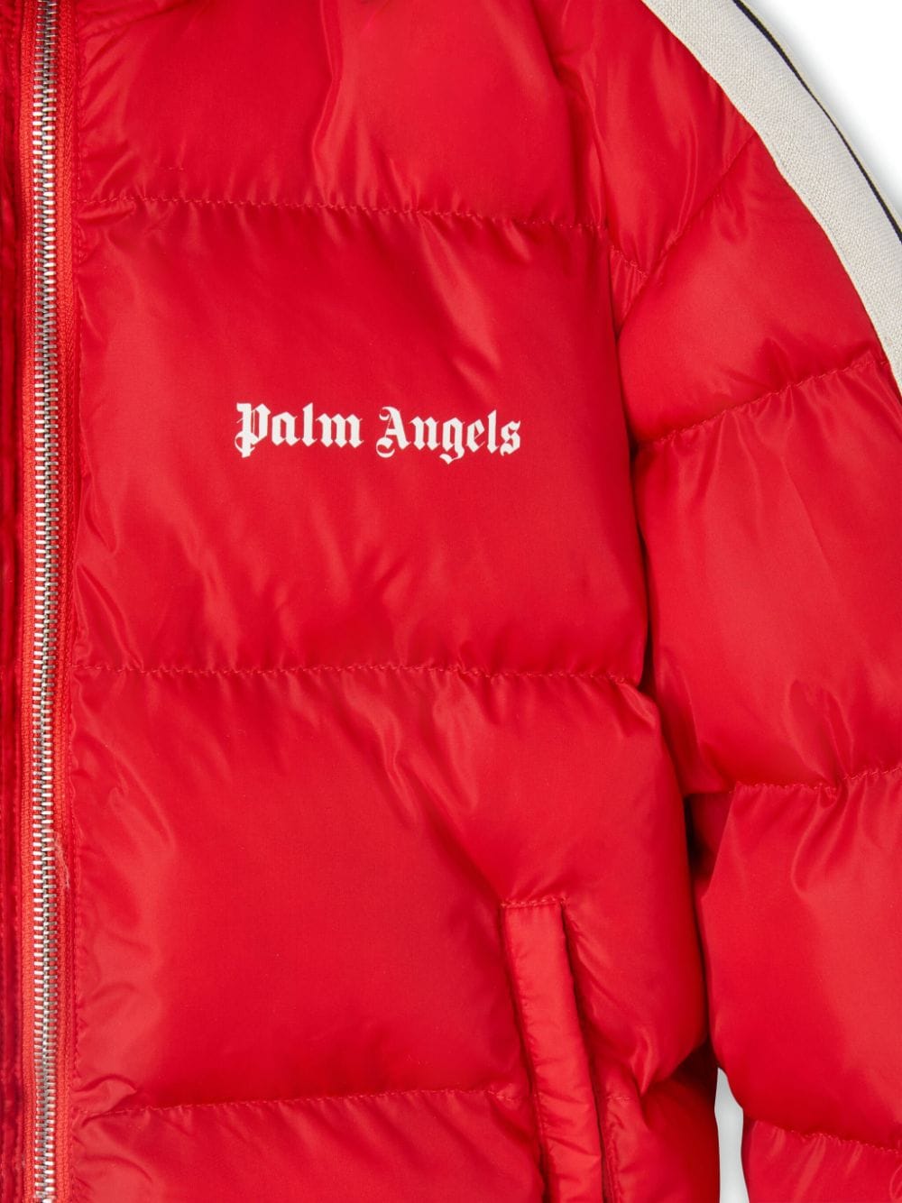 Piumino con stampa per bambino Palm Angels Kids rosso con cappuccio - Rubino Kids