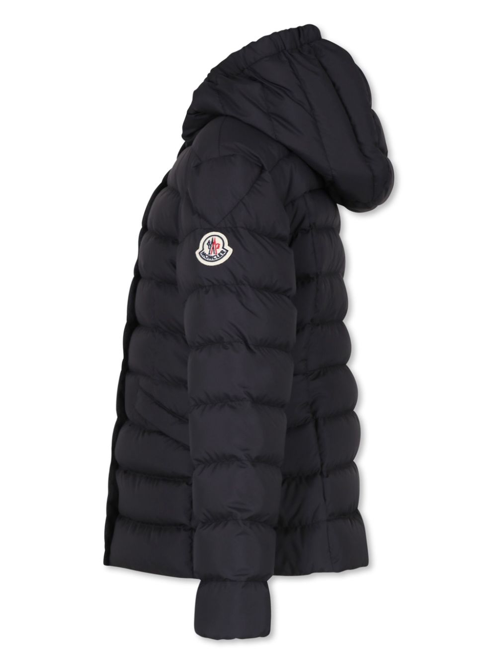 Piumino Egisto trapuntato per bambina Moncler Enfant nero con cappuccio - Rubino Kids