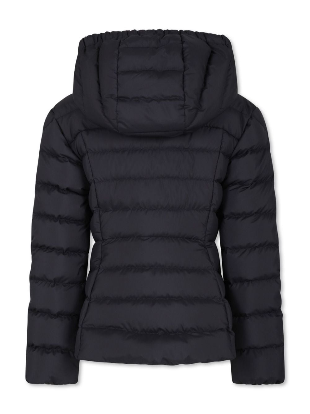 Piumino Egisto trapuntato per bambina Moncler Enfant nero con cappuccio - Rubino Kids