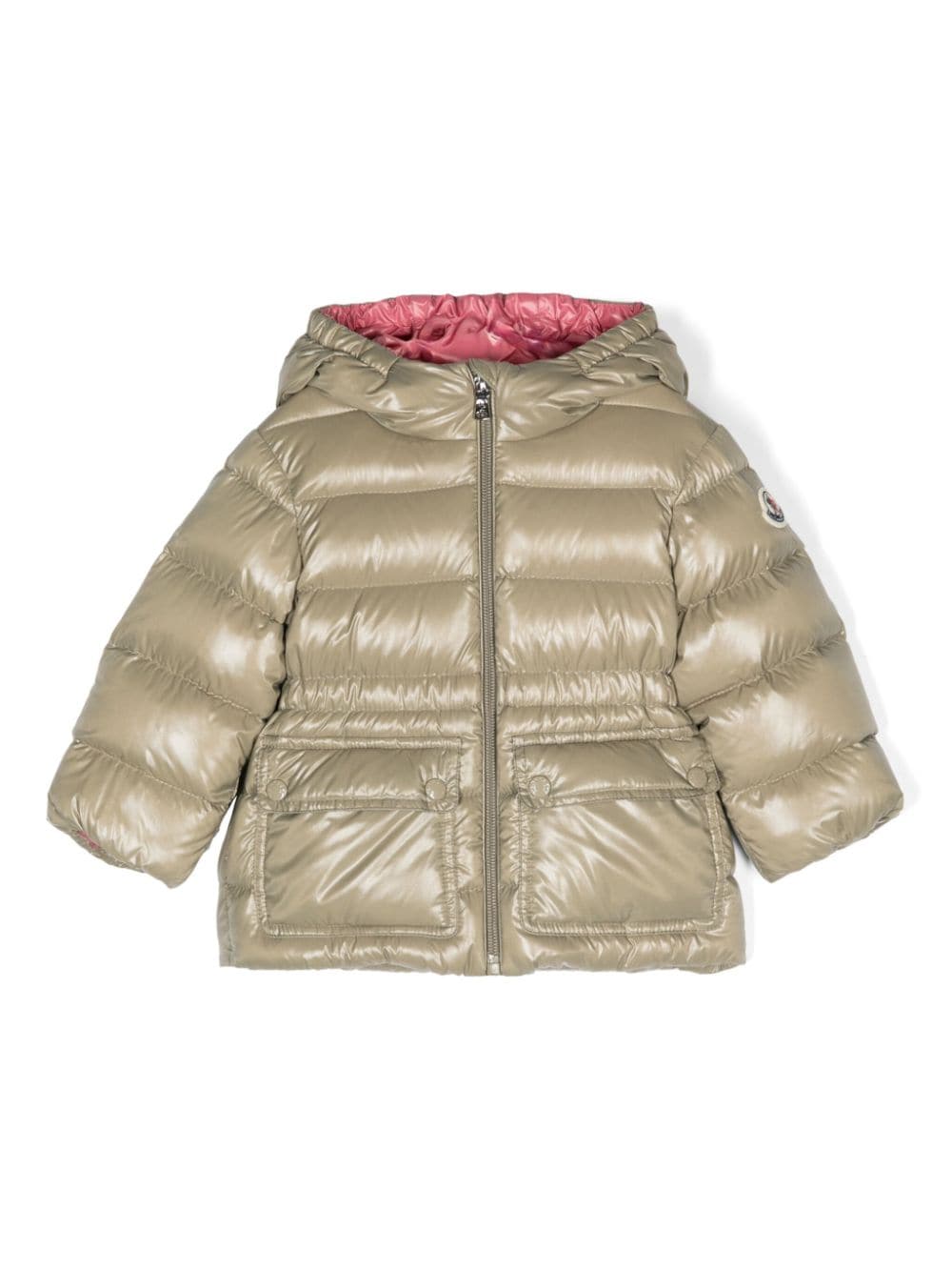 Piumino Merary con cappuccio per neonata Moncler Enfant verde per maniche lunghe - Rubino Kids