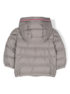 Piumino Merary con cappuccio per neonato Moncler Enfant grigio per maniche lunghe - Rubino Kids