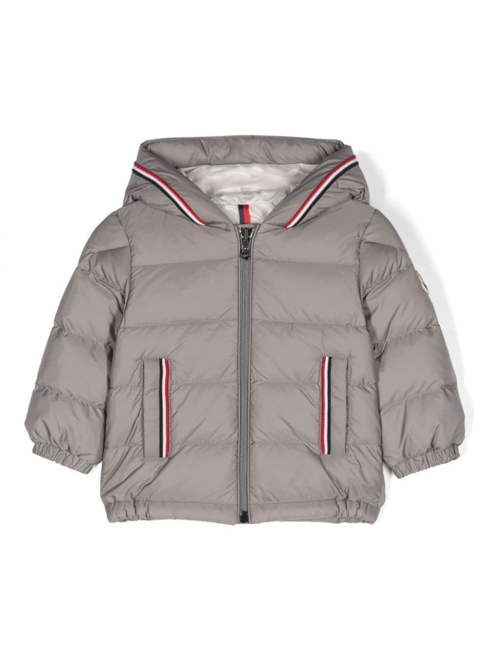 Piumino Merary con cappuccio per neonato Moncler Enfant grigio per maniche lunghe - Rubino Kids