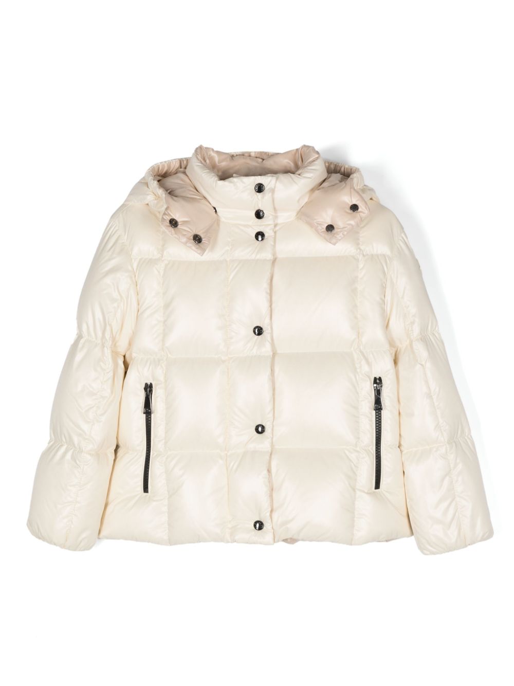 Piumino Parana con cappuccio per bambina Moncler Enfant beige con design trapuntato - Rubino Kids