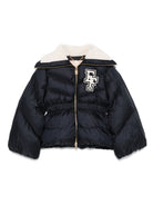 Piumino per bambina Elisabetta Franchi La Mia Bambina nero con logo patch - Rubino Kids