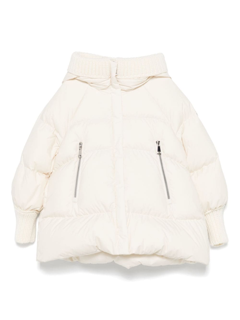 Piumino per bambina Moncler Enfant Ronda bianco con tasche frontali con zip - Rubino Kids