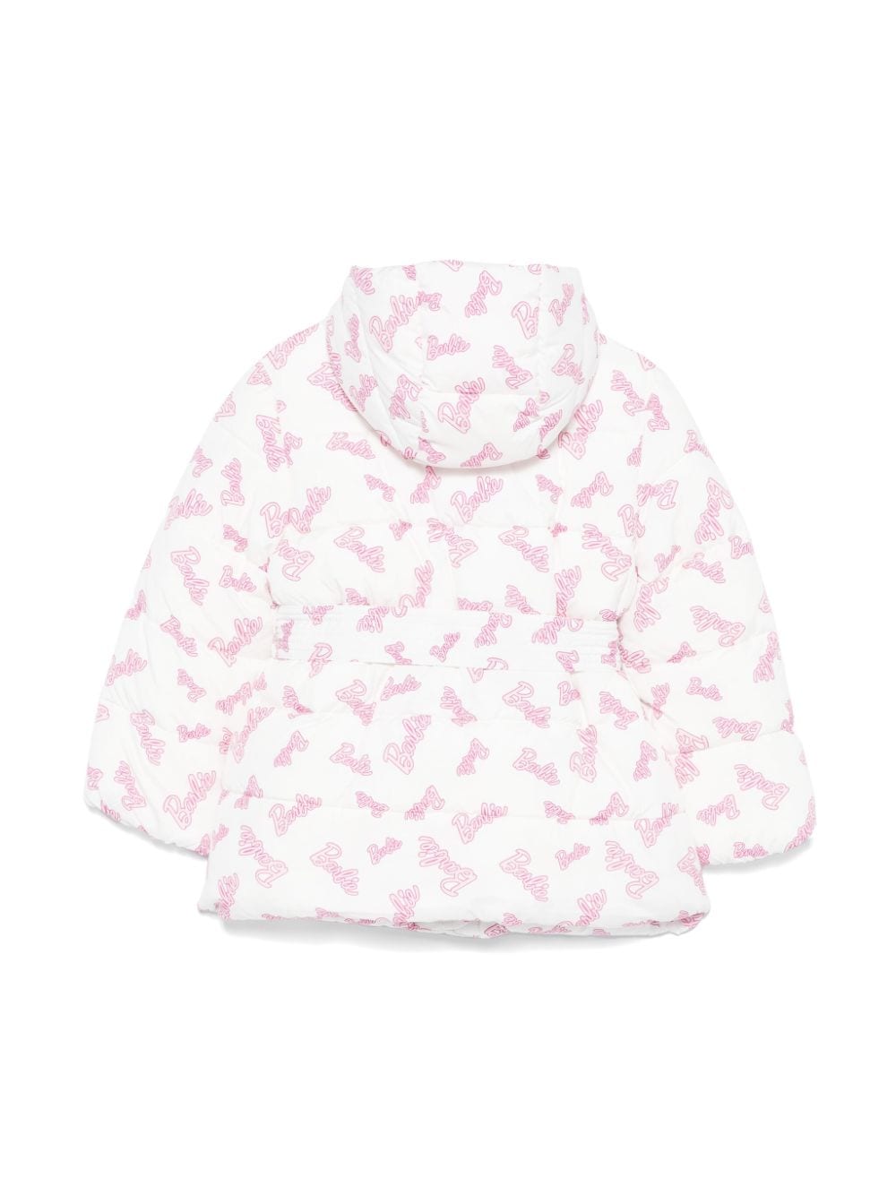 Piumino per bambina Monnalisa x Barbie bianco con scritta rosa e cintura - Rubino Kids