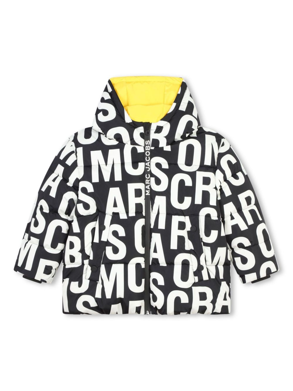 Piumino per bambina The Marc Jacobs Kids nero con stampa logo all - over - Rubino Kids