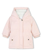 Piumino per neonata Chloé Kids rosa con cappuccio e fodera in pelliccia - Rubino Kids