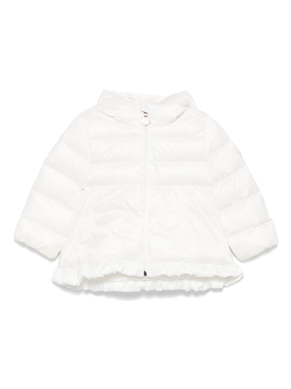 Piumino per neonata Moncler Enfant Odile bianco con orlo increspato - Rubino Kids