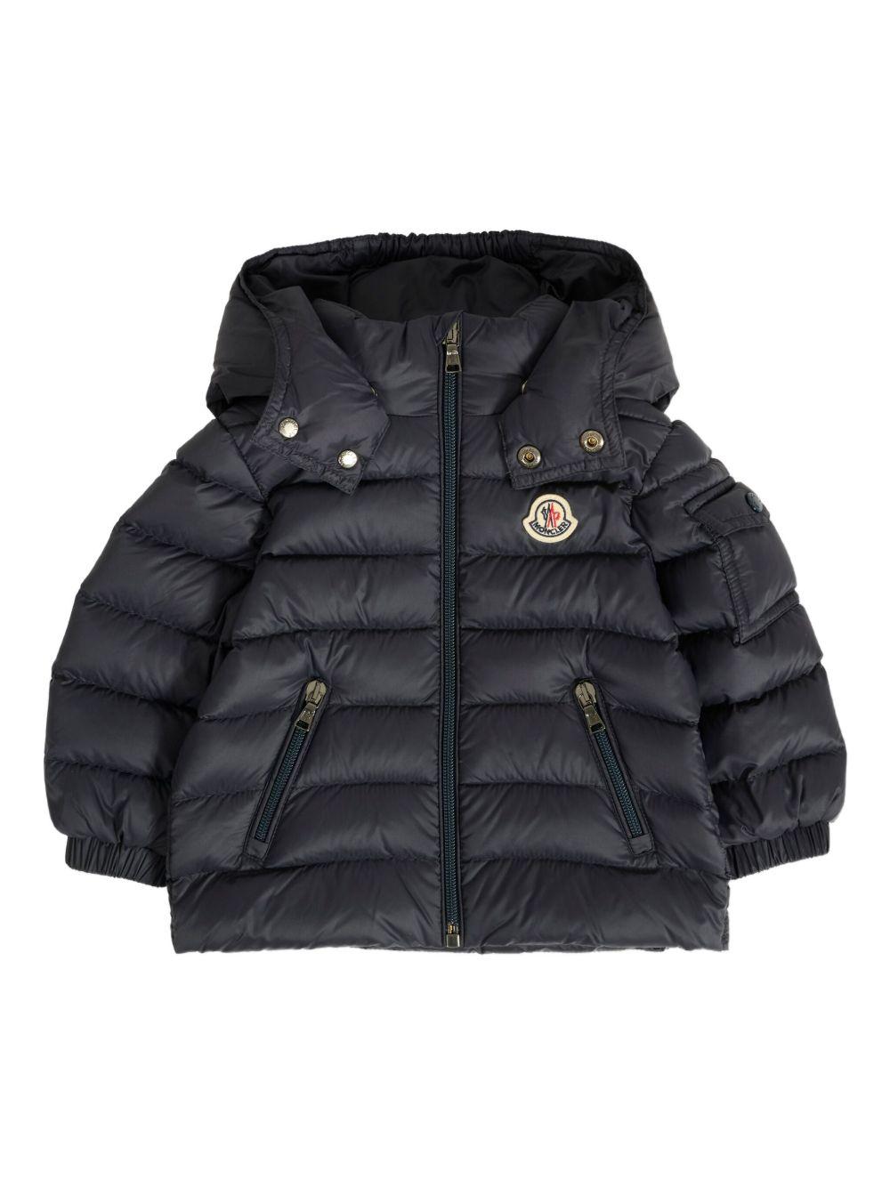Piumino per neonato Moncler Enfant blu con cappuccio - Rubino Kids