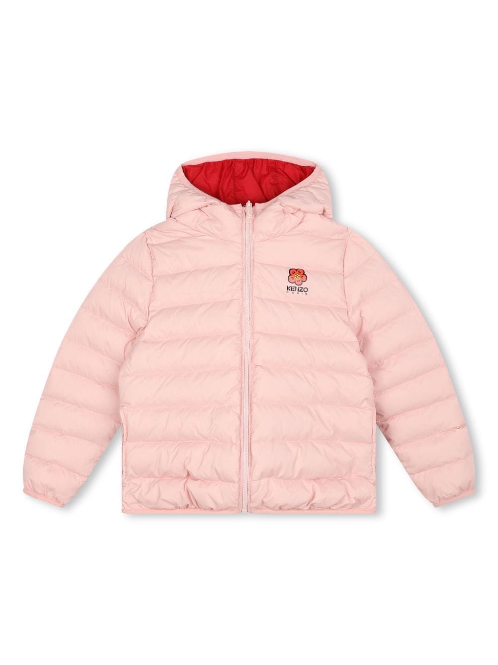 Piumino reversibile con cappuccio per bambina Kenzo Kids rosa con maniche lunghe - Rubino Kids